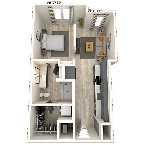 Floor plan S1 0x1 598 SF-FP