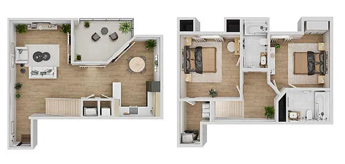 Floor plan 2 Bedroom, 2 Bathroom Plan E