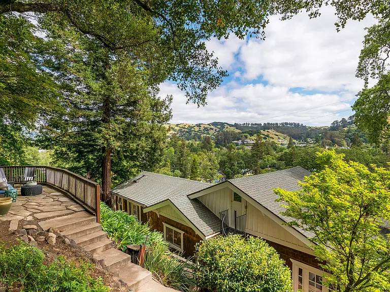View of the top of the house and view from the back garden.