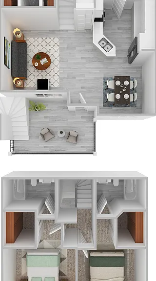 Plan C- 2 bed 2.5 bath Floorplan Diagram