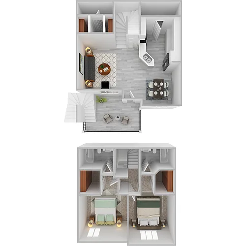 Floor plan Plan C- 2 bed 2.5 bath