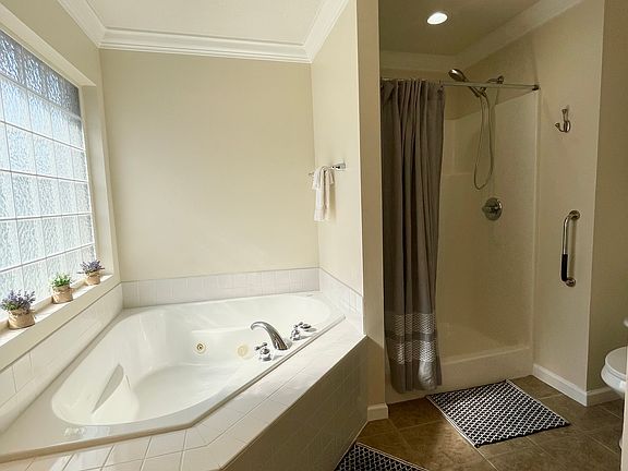 Master bath and large walk in shower