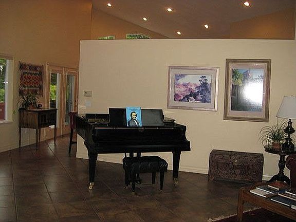 Living room looking toward door to deck