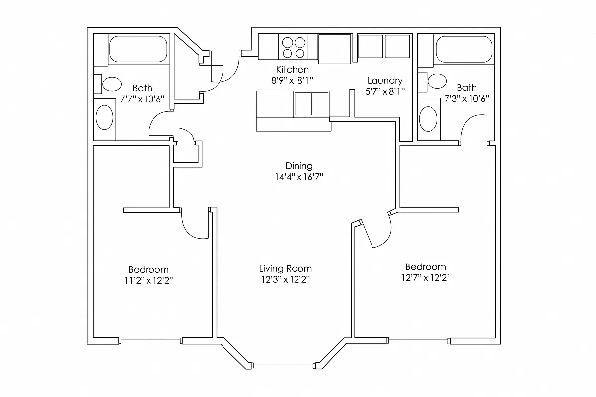 Floor plan 2 Bedroom 2 Bathroom