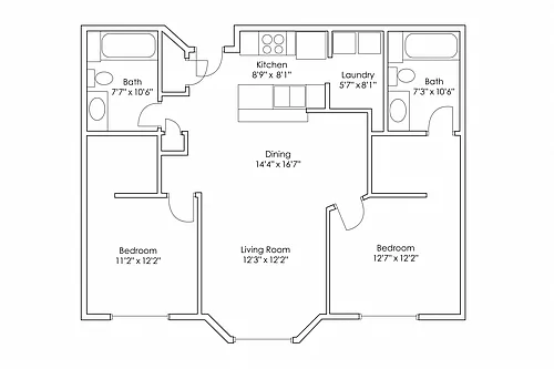 Floor plan 2 Bedroom 2 Bathroom