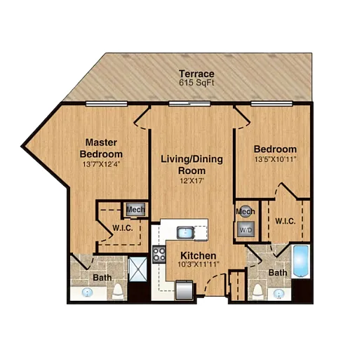 Floor plan B5 | 2 Bed | 2 Bath
