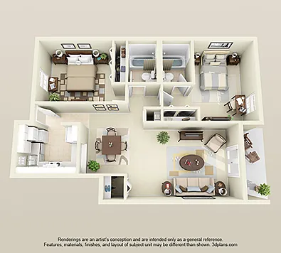 Floor plan Classic Style Two Bedroom Downstairs