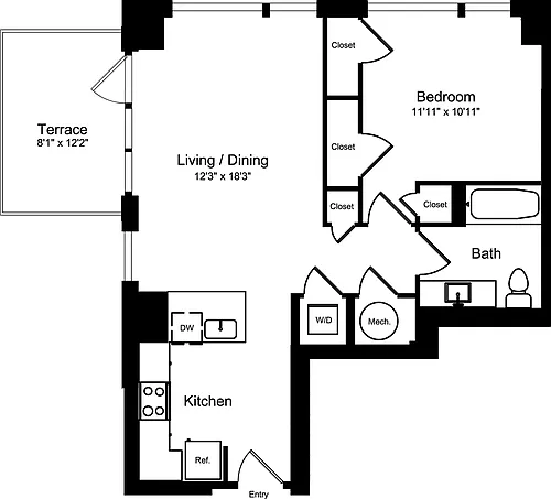 Floor plan 1D1- terrace