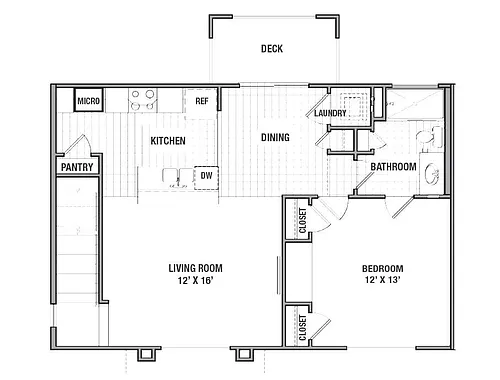 Floor plan 1X1 Carriage w/ Attached Gara