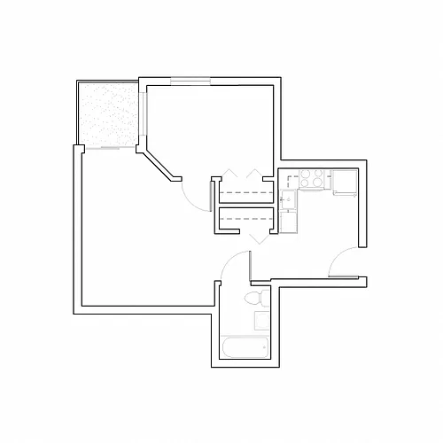 Floor plan Vintage 1 Bedroom A