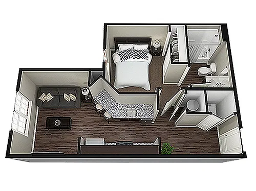Floor plan 1BR/1BA - Kingston
