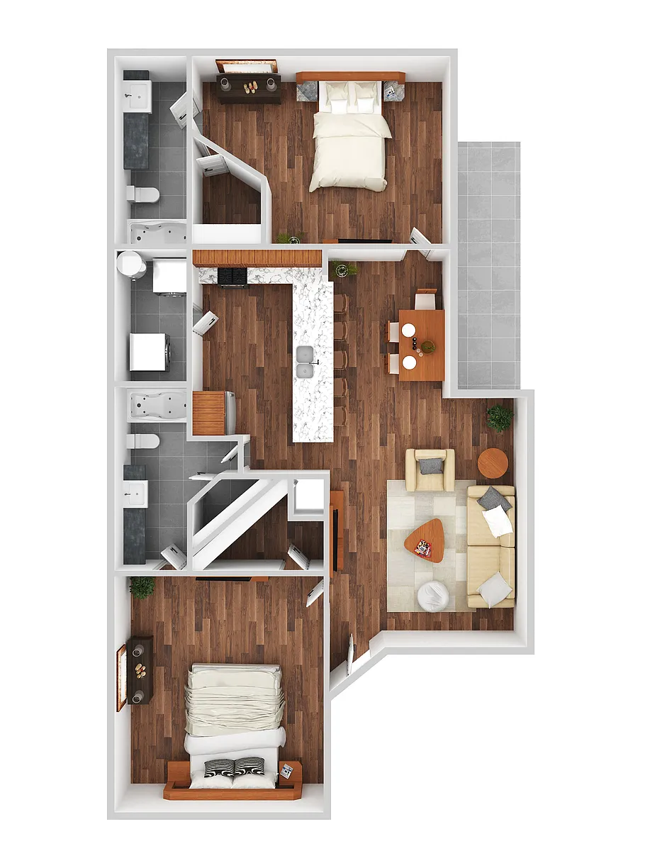 Floor plan 2 Bedroom 2 Bathroom