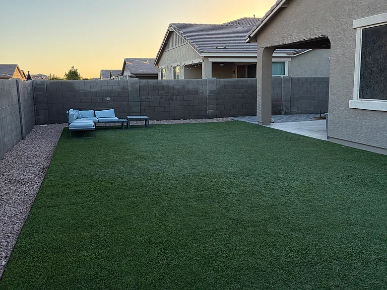 Backyard: Zero-Maintenance Premium Turf & Large Paver Patio