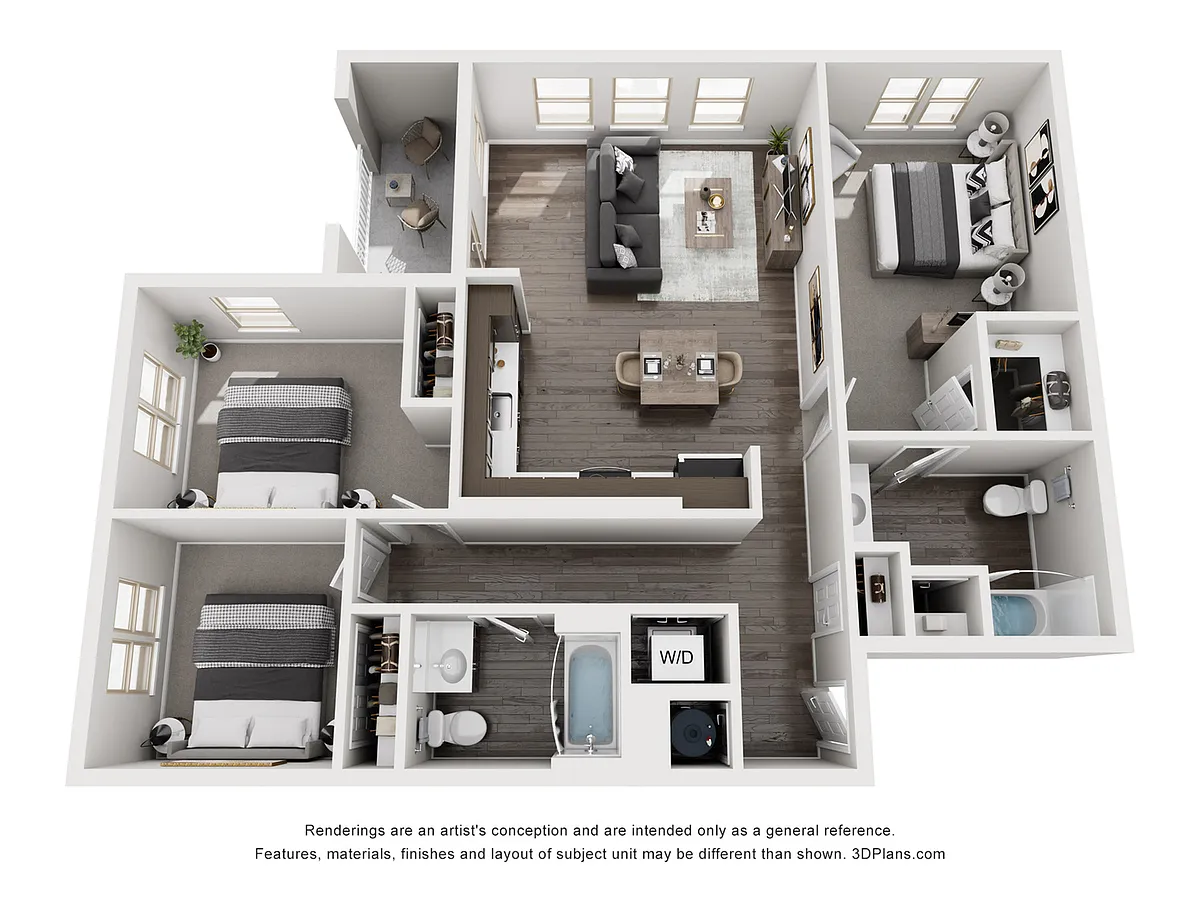 Floor plan 3 Bedroom 2 Bath
