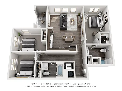 Floor plan 3 Bedroom 2 Bath