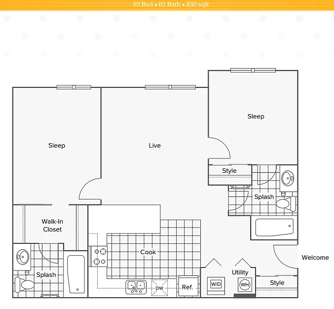 Floor plan 2 Bed 2 Bath