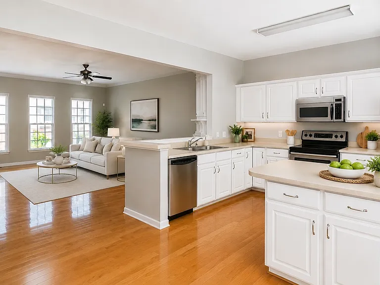 kitchen with eat in island and pantry (not pictured)