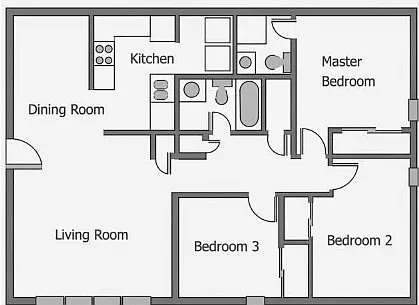 Floor plan 3 Bedroom 2 Bath