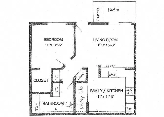 Floor plan 1 bedroom 1 Bathroom