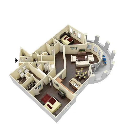 Floor plan B3 - Grand Rotunda - Two Bedroom, Two Bathroom