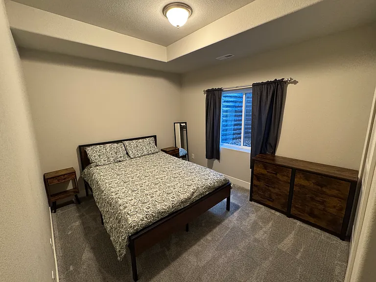 Private Basement Rental Unit- Furnished Queen Bedroom with Closet