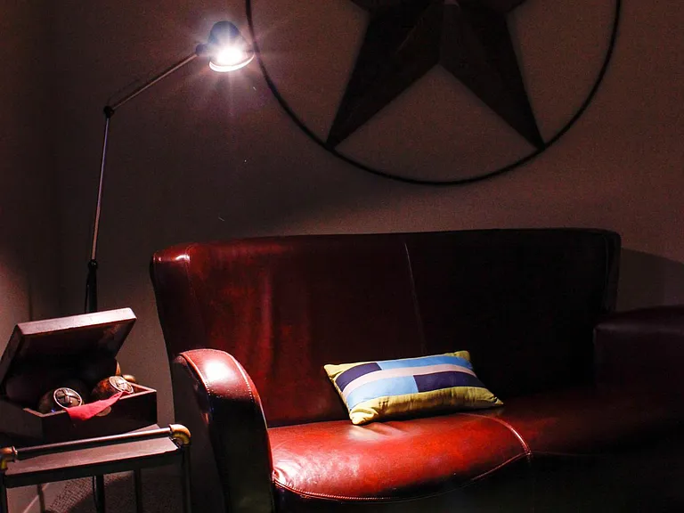 Can't sleep? Enjoy the latest bestseller in your comfy leather loveseat.