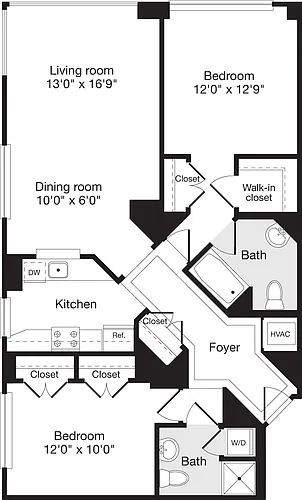 Floor plan 2 Bedrooms L
