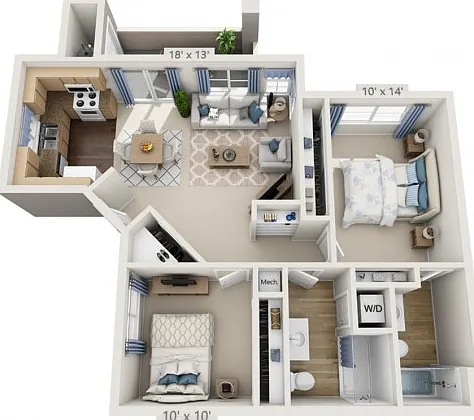 Floor plans are artist's rendering. All dimensions are approximate. Actual product and specifications may vary in dimension or detail. Not all features are available in every apartment. Prices and availability are subject to change. Floor plans are artist