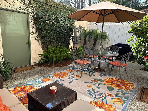Private Patio that fits patio sofa, tables, chairs, and BBQ.