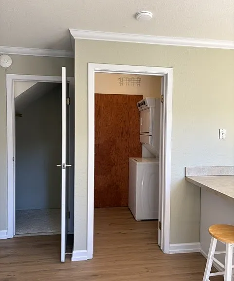 Large closet under stairs. Pantry with new W/D