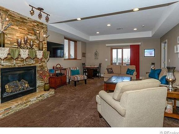 Beautiful fireplace with remote control. High ceilings.
