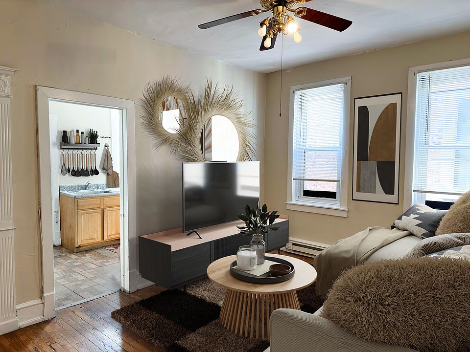 Virtually Staged Living Space and Kitchen