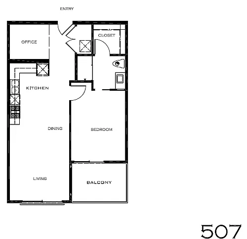 Floor plan 1 Bedroom with Den