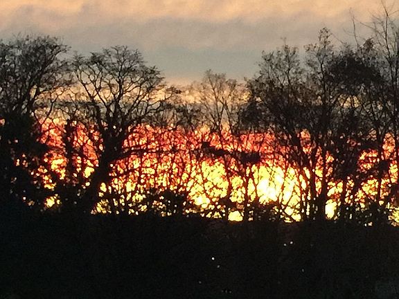 Sunrise on lake from kitchen