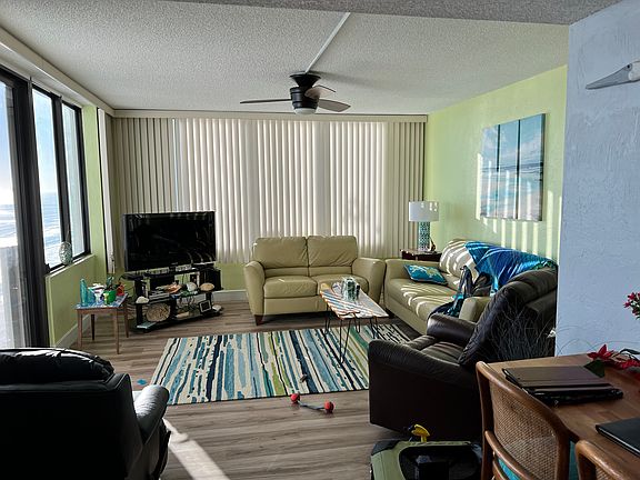 Living room over looking the ocean.