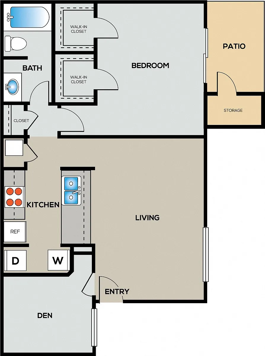 Floor plan 1B w/ Den