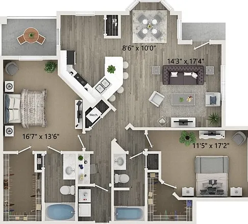 Two Bedroom Two Bath Floor Plan Two Bedroom Two Bath Floor Plan