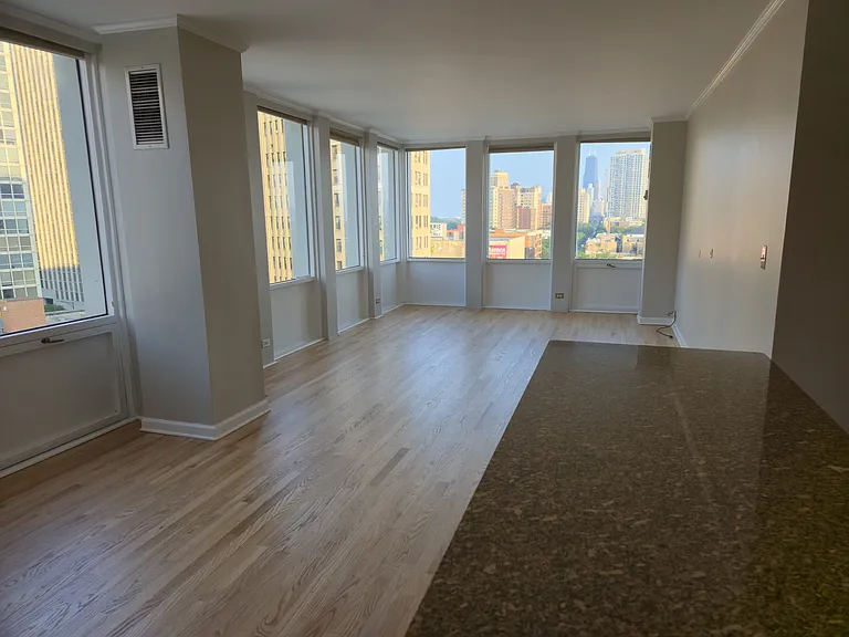 Living room with kitchen counter