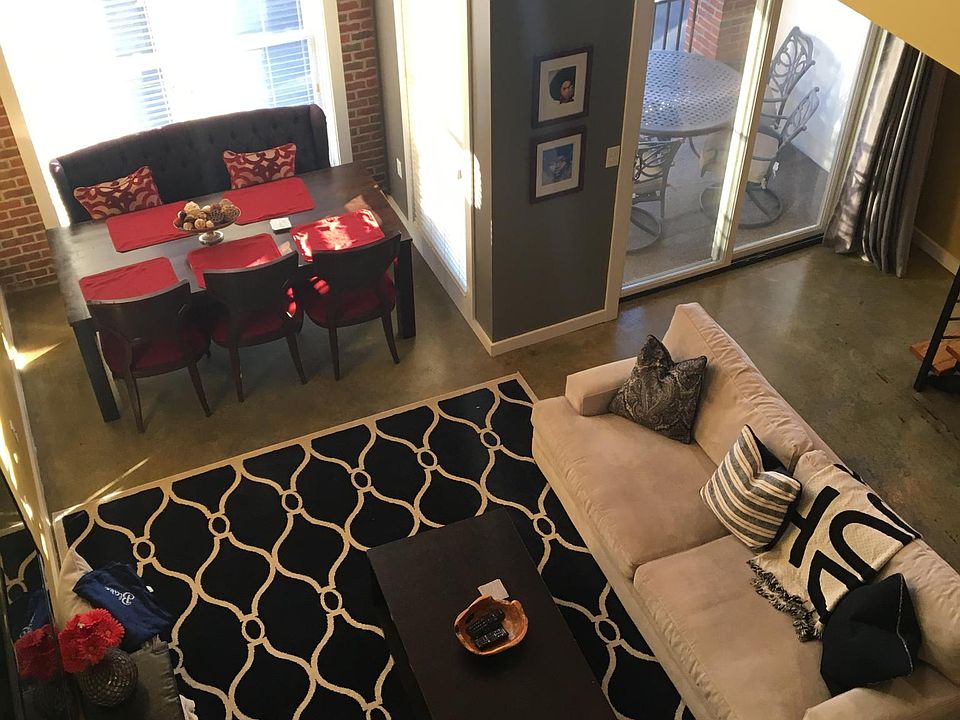 Overhead view of living and dining space
