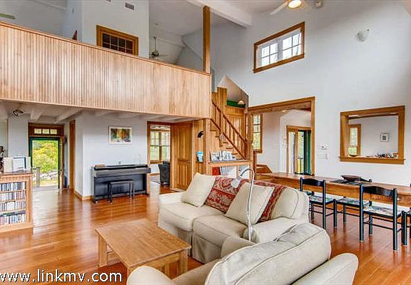 Aquinnah waterview home greatroom and stairs