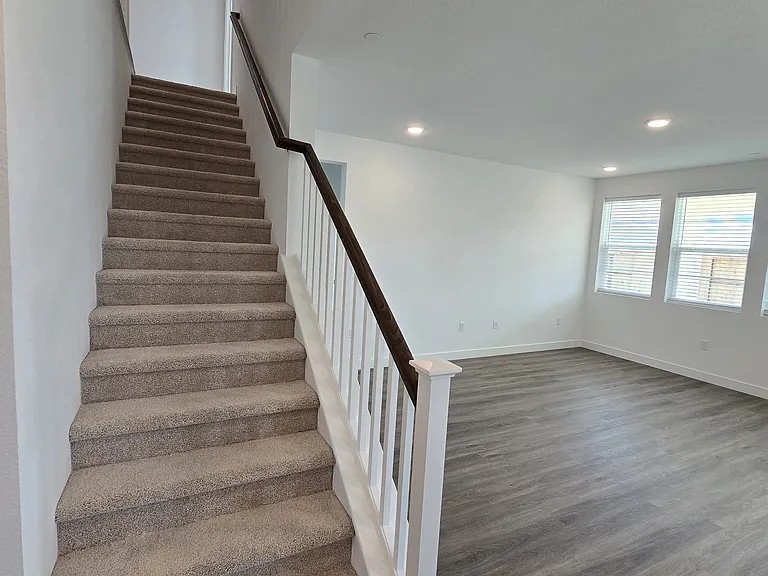 Stairs and living room