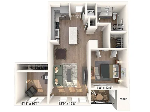 Floor plan AM19D-925sf-1211