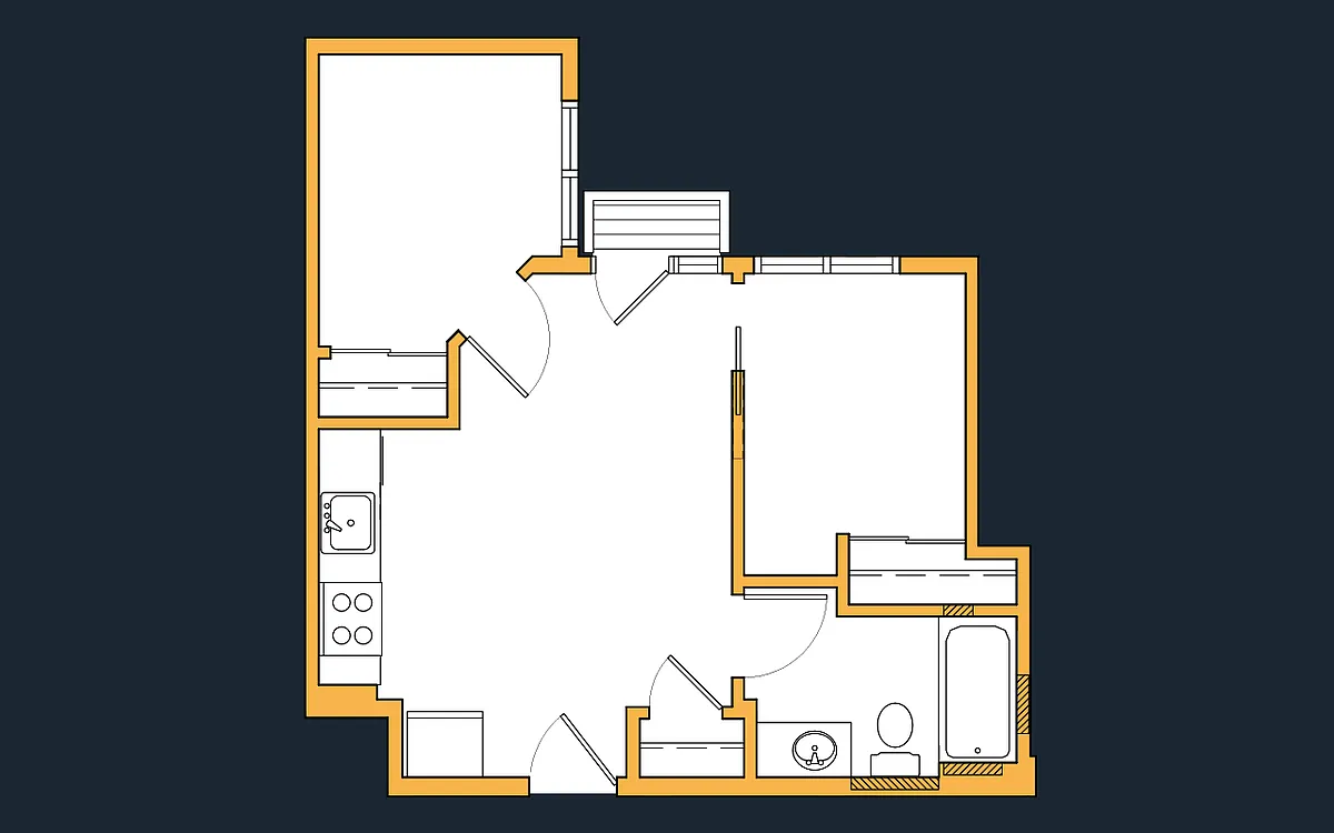 Floor plan 2 Bedroom - Large Living Room