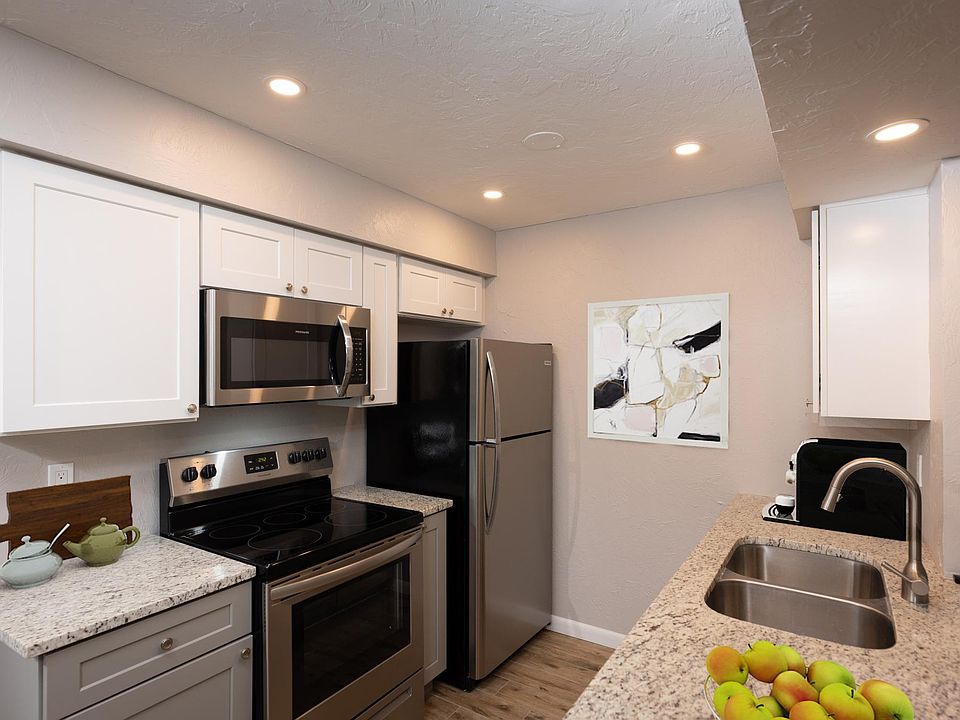 Granite countertop and stainless steel appliances