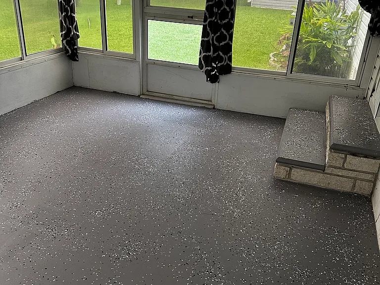 Back Lanai Solarium Room with Windows, Epoxy Flooring