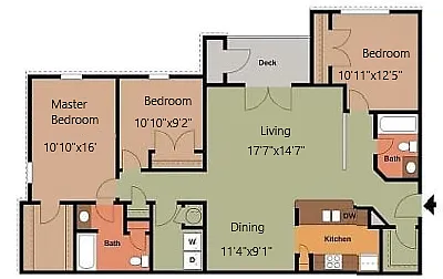 Floor plan 3 Bedroom 2 Bath