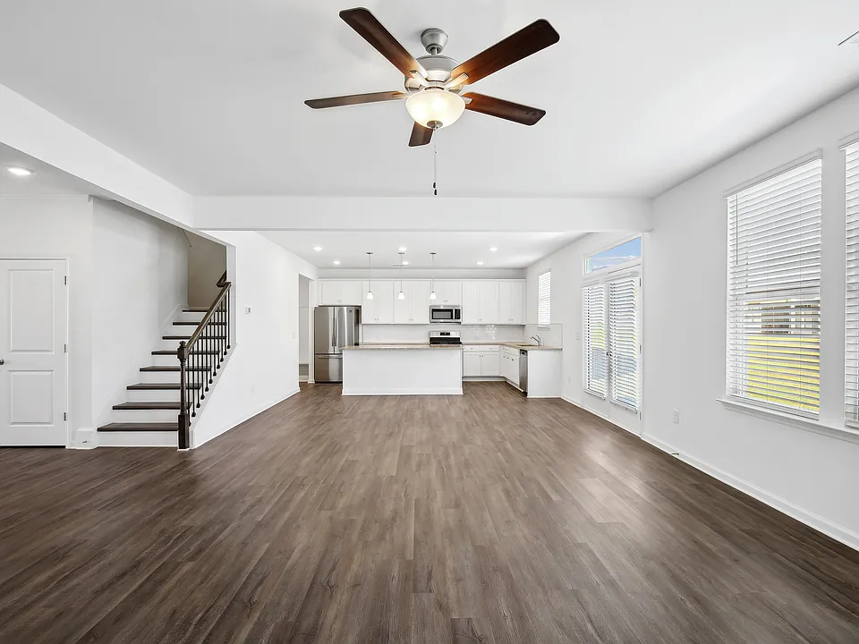 Hickory C Layout - Open floor plan concept - living & dining room, open to kitchen