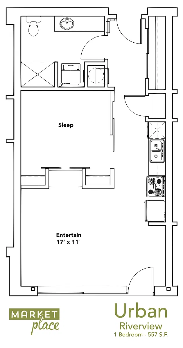 Floor plan 1 Bed 1 Bath
