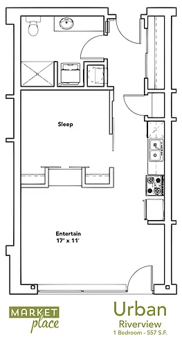 Floor plan 1 Bed 1 Bath