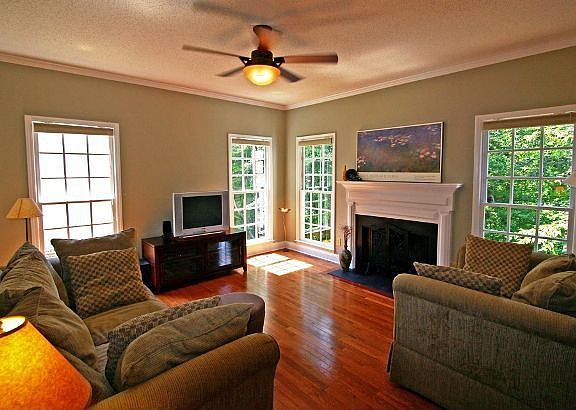 Family room with gas log fireplace